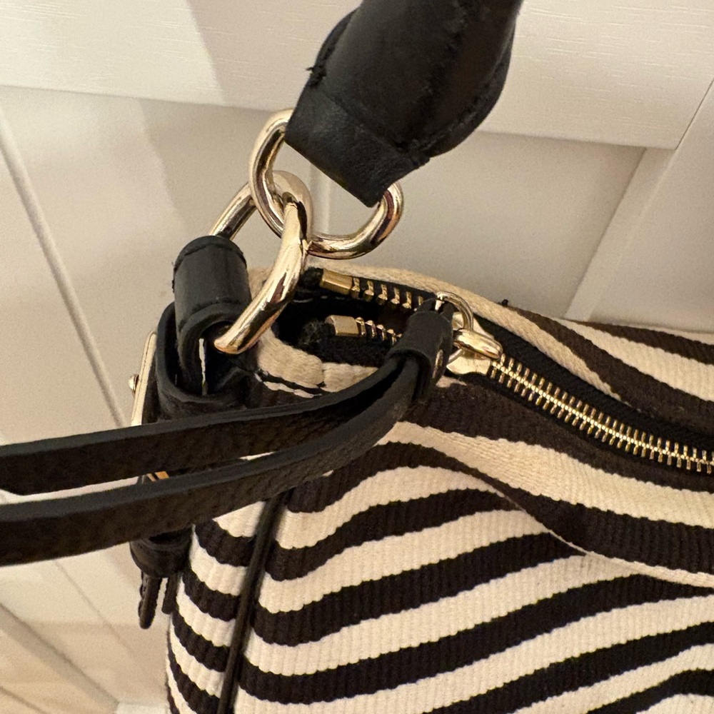 Kate Spade Black and Cream Striped Hand Shoulder Bag 10x10x5 VGUC - Picture 3 of 13